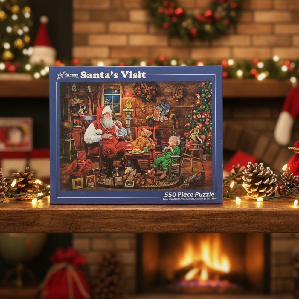 Vermont Christmas Company Santa's Visit 550 Piece Jigsaw Puzzle Larry Hersberger